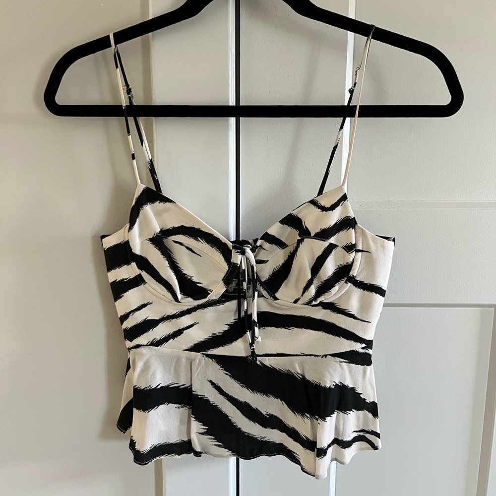 Sun Becomes Her/Revolve Corset Peplum Zebra Top